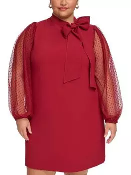 Плюс Женское Платье-футляр с воротником выше колена Vince Camuto, бордовый