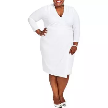 Плюс Женское Платье-халат с Коротким Сюрпризом Kasper, белый