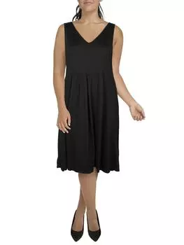 Плюс Женское Платье Миди Без Рукавов С V-образным Вырезом 24seven Comfort Apparel, черный