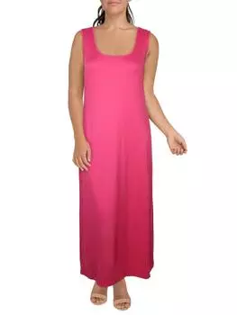 Плюс Женское Платье Миди Без Рукавов С Круглым Вырезом 24seven Comfort Apparel, розовый