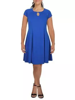 Плюс Женское платье с вырезом-замочной скважиной выше колена для работы 24seven Comfort Apparel, синий