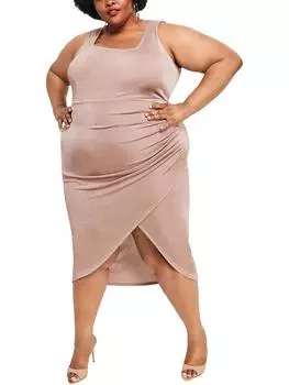 Плюс Женское Платье-стрейч с оборками и облегающим верхом Nina Parker, цвет portabella