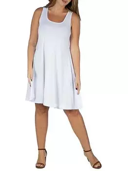 Плюс Женское Платье-трапеция с принтом длиной до колена 24seven Comfort Apparel, белый