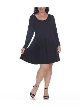 Плюс Женское Плиссированное Текстурированное Мини Платье White Mark, черный