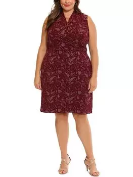 Плюс Женское рабочее платье-футляр мини London Times, цвет wine/ivory