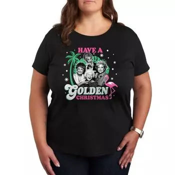 Плюс золотая рождественская футболка с принтом «Golden Girls» Licensed Character, черный