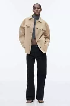 Плюшевая длинная рубашка ZARA, кэмел