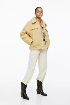 Плюшевая куртка H&M, светло-бежевый