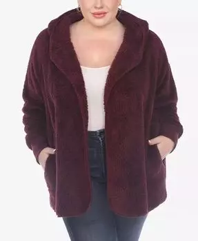 Плюшевая куртка-кардиган с капюшоном и карманами больших размеров White Mark, фиолетовый