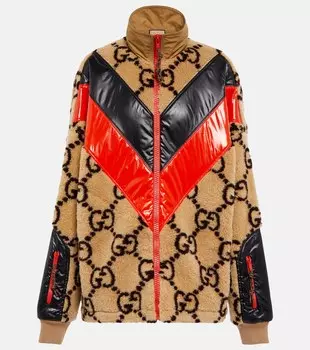Плюшевая куртка с узором GG GUCCI, бежевый
