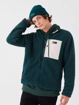 Плюшевая мужская толстовка на молнии с длинным рукавом и воротником-стойкой XSIDE, темно-зеленый
