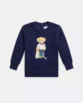 Плюшевая толстовка для мальчика с мишкой-поло Polo Ralph Lauren, темно-синий