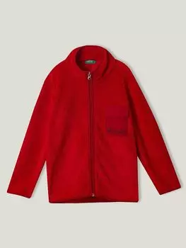 Плюшевая толстовка для мальчиков с воротником-стойкой и длинным рукавом на молнии Benetton