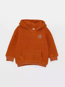 Плюшевая толстовка с длинными рукавами и вышивкой для маленьких мальчиков LCW baby, светло-коричневый