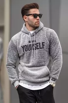 Плюшевая толстовка с капюшоном Серая 4390 MADMEXT