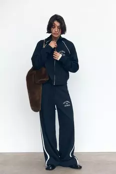 Плюшевая толстовка с лозунгом ZARA, темно-синий