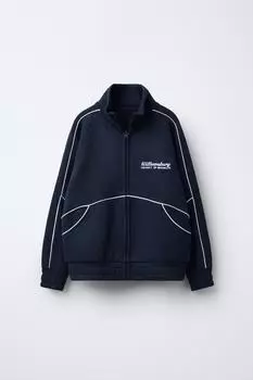 Плюшевая толстовка со слоганом ZARA, темно-синий