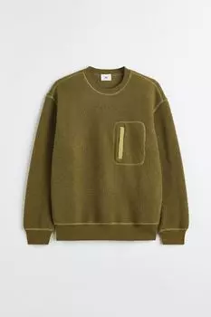 Плюшевая толстовка свободного кроя H&amp;M, хаки зеленый