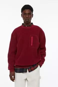 Плюшевая толстовка свободного кроя H&amp;M, темно-красный