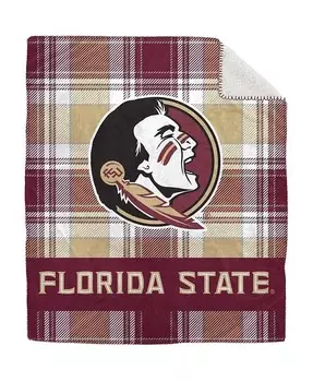 Плюшевое одеяло из фланелевой шерпы в клетку семинолов штата Флорида размером 50 x 60 дюймов Pegasus Home Fashions, красный