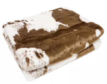 Плюшевое покрывало из коровьей шкуры Fennco Styles 50 x 60 дюймов, коричневый/белый