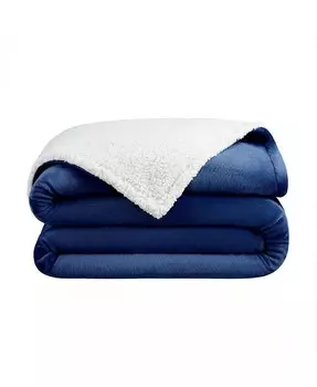 Плюшевое покрывало из шерпы Host & Home, универсальное двустороннее одеяло, плюшевое норковое бархатное лицо плотностью 200 г/м, обратная сторона из плюшевого шерпа плотностью 250 г/м, 4 варианта цвета, 50x60 Arkwright Home, синий