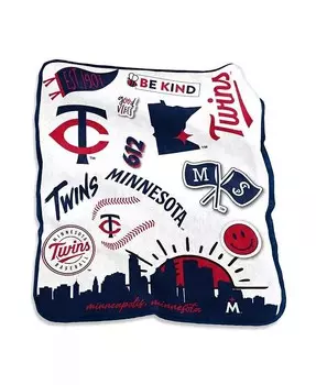 Плюшевое покрывало Native Raschel Minnesota Twins размером 50 x 60 дюймов Logo Brands, мультиколор