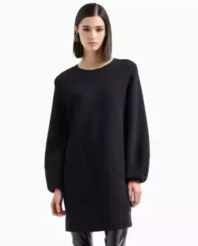 Плюшевое женское платье Scuba с рукавами-фонариками Emporio Armani, черный