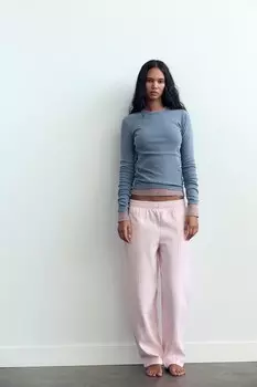 Плюшевые брюки carrot fit ZARA, пастельно-розовый