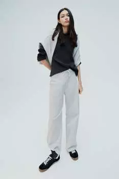 Плюшевые брюки прямого кроя из чистого интерлока. ZARA, серый мергель