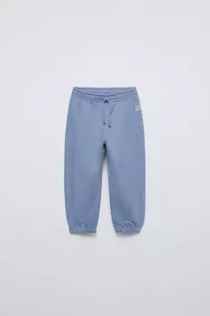 Плюшевые брюки с лозунгом ZARA, синий/стальной