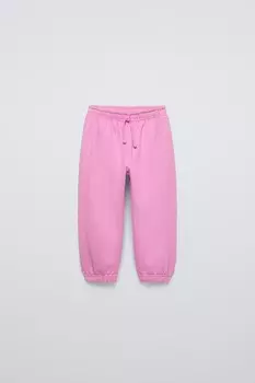 Плюшевые брюки с лозунгом ZARA, темно-розовый