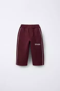 Плюшевые брюки с прямыми штанинами и слоганом ZARA, бордовый