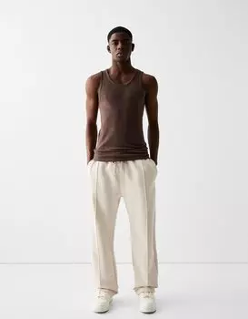 Плюшевые брюки с широкими штанинами Bershka, белый