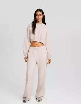 Плюшевые брюки с широкими штанинами Bershka, фиолетовый