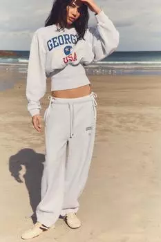 Плюшевые брюки со слоганом ZARA, серый марл