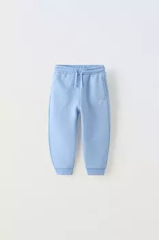 Плюшевые брюки ZARA, светло-голубой