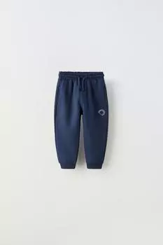 Плюшевые брюки ZARA, темно-синий