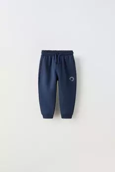 Плюшевые брюки ZARA, темно-синий