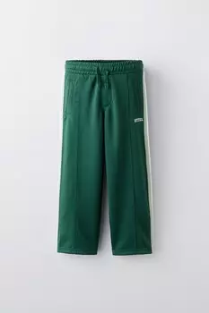 Плюшевые брюки ZARA, зеленый