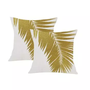 Плюшевые чехлы на подушки с принтом в виде листьев, набор из 2 квадратных наволочек, наволочки 45 x 45 см для украшения дома, дивана, спальни CANDeal, мультиколор