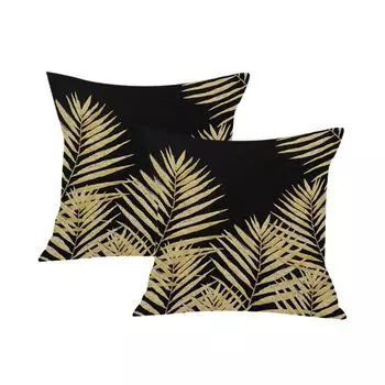 Плюшевые чехлы на подушки с принтом в виде листьев, набор из 2 квадратных наволочек, наволочки 45 x 45 см для украшения дома, дивана, спальни CANDeal, мультиколор