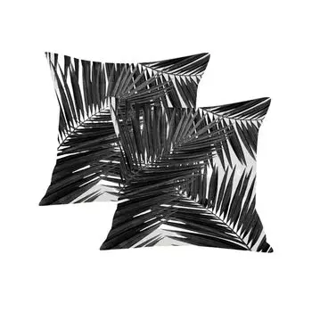 Плюшевые чехлы на подушки с принтом в виде листьев, набор из 2 квадратных наволочек, наволочки 45 x 45 см для украшения дома, дивана, спальни CANDeal, мультиколор