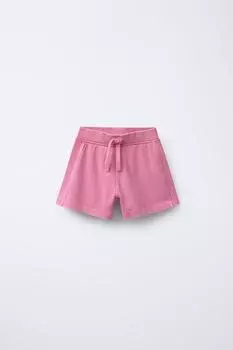 Плюшевые шорты-бермуды с эффектом выцветания ZARA, розовый
