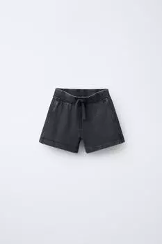 Плюшевые шорты-бермуды с эффектом выцветания ZARA, антрацитовый серый