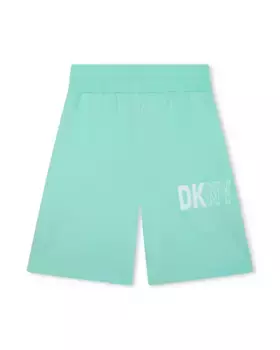 Плюшевые шорты-бермуды с эластичной резинкой на талии и логотипом на ноге DKNY, цвет Verde Agua
