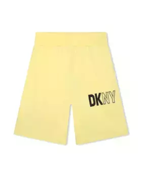 Плюшевые шорты-бермуды с эластичной резинкой на талии и логотипом на ноге DKNY, желтый
