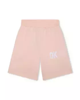 Плюшевые шорты-бермуды с эластичной резинкой на талии и логотипом на ноге DKNY, розовый