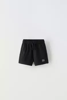Плюшевые шорты-бермуды с этикеткой ZARA, черный