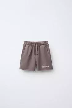 Плюшевые шорты-бермуды с логотипом ZARA, цвет Dusty mauve